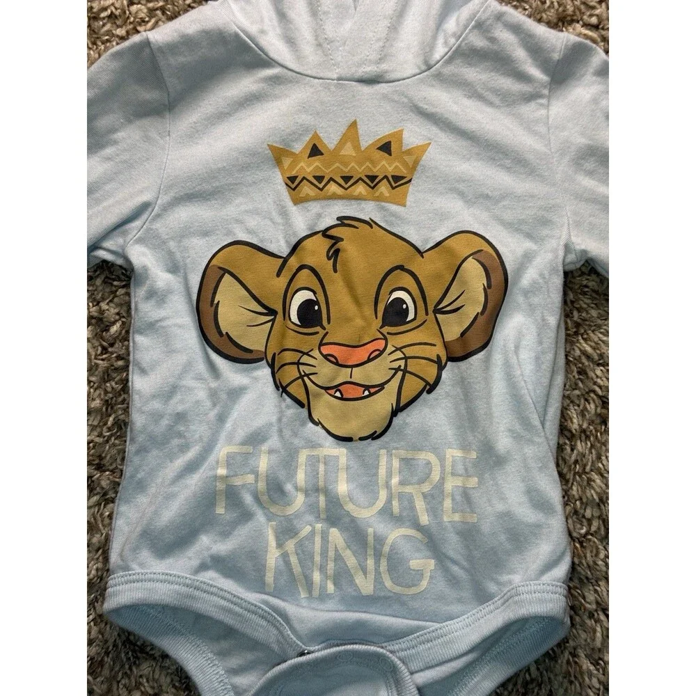 Disney Simba Future King Baby Bodysuit Hooded Blue Long Sleeve 18M Lion King